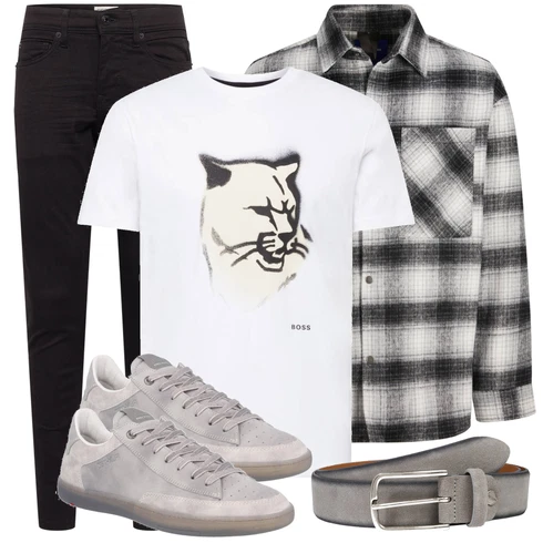 Oversize Grau/Hellgrau/Creme/Weiß/Dunkelgrau/Schwarz Holzfäller Jacke/FlanellHemd/Kariertes Hemd Jack & Jones kombinierenLook: Skater, Rap, Workwear, Oversize, Overdressed