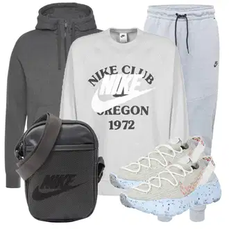 7/8-lang Outfit mit Grau/Hellblau/Hellgrau JoggingHose/SportHose/FleeceHose/Jogger Hose/TrainingsHose Nike Sportswear "Alltagsoutfit"