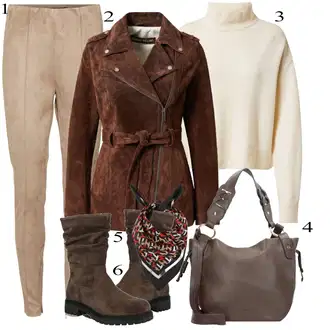 Outfit sa Krem/Narandžasta/Bijela/Bež/Kaki Pončo/Pleteni Sako/Oversize Sako/Odeća Za Slobodno Vrijeme/Kožna Jakna/Znojni Sako/Corduroy Sako A Lot Less "Prekrasni proljetni outfiti"