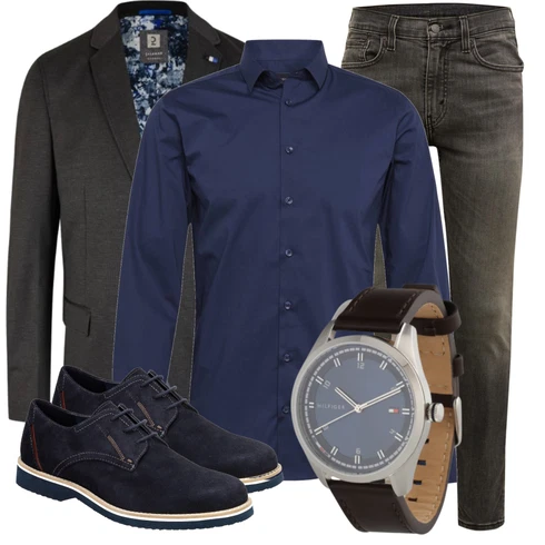 Dunkelblau Bluse Große Größe/Business Hemd/Businesshemd/Bügelfreies Hemd Casual Friday kombinieren