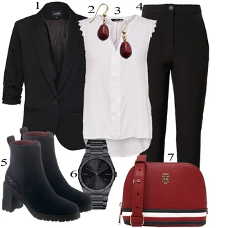 Outfit s Černá Kozačka Tommy Hilfiger "Elegantní vzhled"