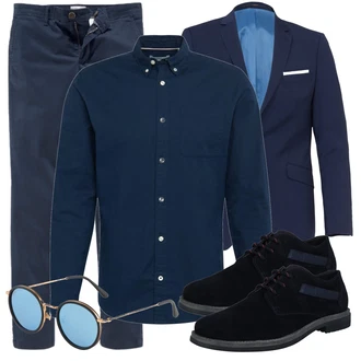 Outfit mit DunkelBlau/Blau/HellBlau Bluse Große Größe/Business Hemd/Casual Hemd/Jeanshemd/Businesshemd/Bügelfreies Hemd/Hemdbluse Jack & Jones "Business Look"