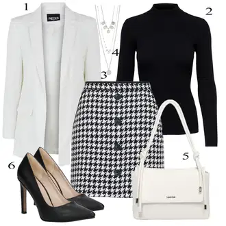 Outfit sa Bijela/Srebro/Siva Fini lančić/Bogato ukrašena ogrlica/Collier Pilgrim "Savršen za posao"