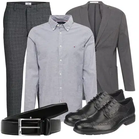 Schwarz/Hellblau/Braun/Blau Oxford Schuh/Vintage SchnürSchuh/Business-Schuh/Schuh Ohne Schnürsenkel/Schnürer Geox kombinieren mit Grau/Dunkelgrau/Dunkelblau/Hellgrau Karierte Hose/Flanellhose/Tweed Hose/Business Hose Jack & Jones