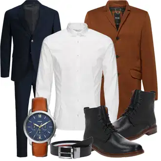 Outfit mit Schwarz Lederjacke/Springerstiefel/Klassischer Stiefel/Gefütterte Stiefelette/Flache Stiefelette/Leder Stiefelette/Schnürstiefelette shoe the bear "Business Outfits"