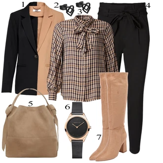 Outfit sa Crna Hlača sa Stremenom/Hlače Visokog Struka/Paperbag Hlača/Pletena Tajica VERO MODA "Outfit za sastanke"