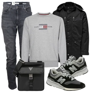 Outfit mit Grau Sneaker/Leder Sneaker New Balance "Cool für die Freizeit"