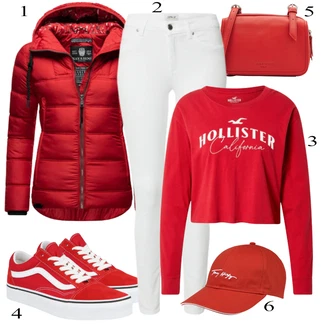 Outfit sa Crvena Šešir Tommy Hilfiger "Šareni outfit za proljeće"