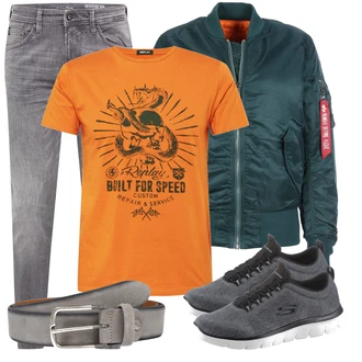 Herbst Outfit mit Grau/Dunkelgrau/Hellgrau Walkingschuh/gesundheitsschuh/Bequemer Schuh/Schmaler Sneaker/Sneaker Low/Schnürschuh/Sommer Sneaker Skechers "Cool für die Freizeit"