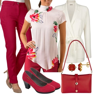 Outfit s Červená Bota Na Podpatku "Jarní outfit"