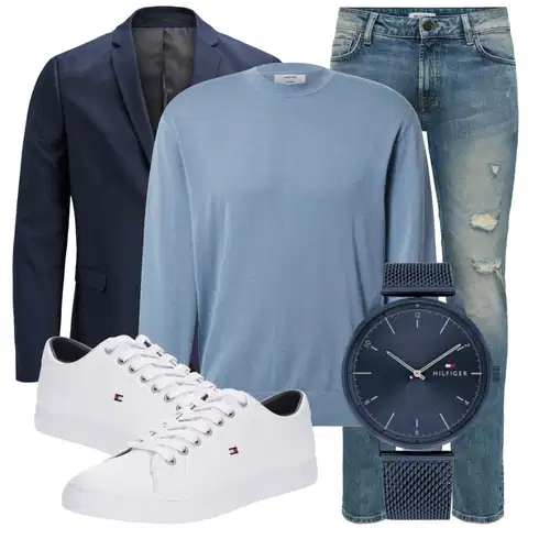 Dunkelblau/Hellblau Anzug Sakko/Anzug/Kostüm Jack & Jones kombinieren