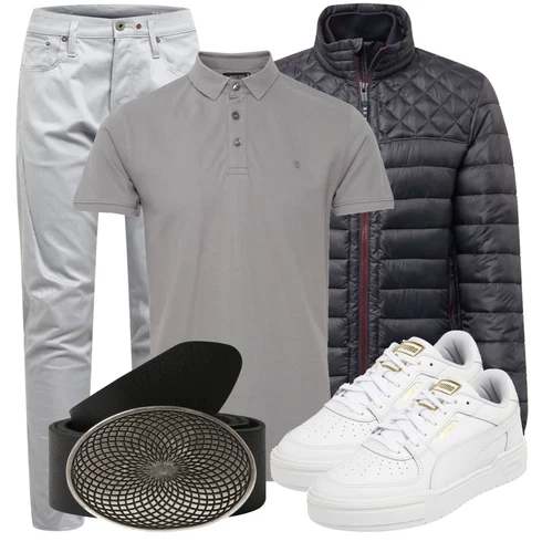 Grau Sneaker Puma kombinieren mit Sommerjacke Strellson