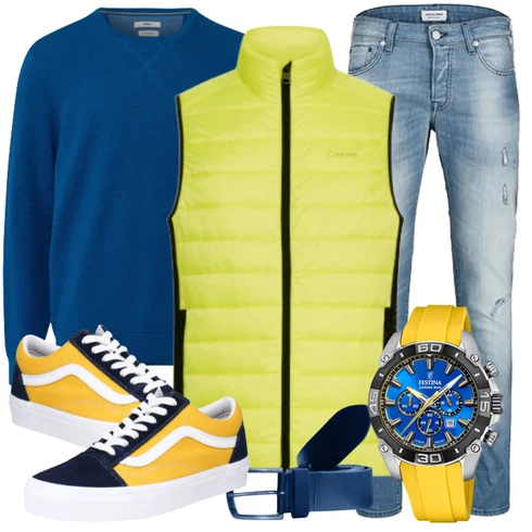 Schwarz/Gelb Schuh Sneaker/Leder Sneaker Vans kombinieren
