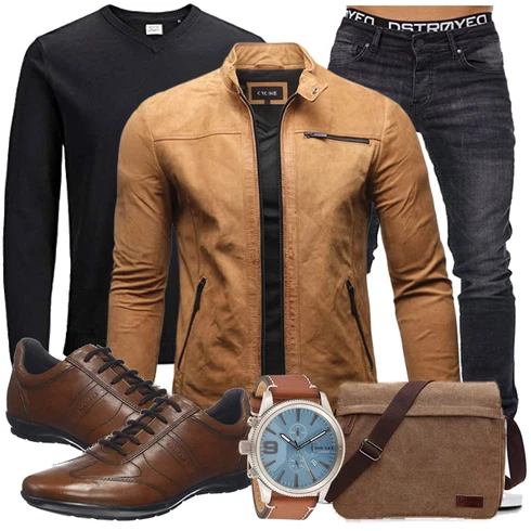 Beige/Khaki/Braun HerbstJacke/TrachtenstrickJacke/FrühlingsJacke/SommerJacke/MotorradJacke/KunstlederJacke/Vintage LederJacke/BikerJacke/Jacke mit Seitlichem Reißverschluss Crone kombinieren