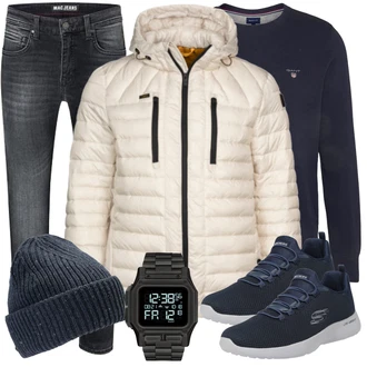 Outfit mit Dunkelblau/Blau Walkingschuh/Sommer Sneaker/Schmaler Sneaker/Bequemer Schuh/gesundheitsschuh/Sneaker Low/Schnürschuh Skechers "Cooles Outfit"