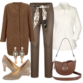 Outfit s Bílá Halenka MONA, MONA, Červená Taška Přes Rameno MONA "Elegantní vzhled"