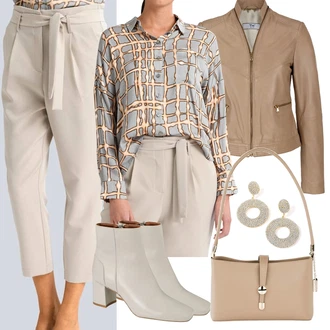 Outfit s Kožené Bund Alba Moda "Elegantní vzhled"