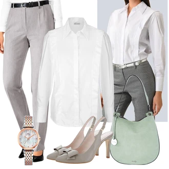 Outfit s Šedá Bota Na Podpatku "Elegantní vzhled"