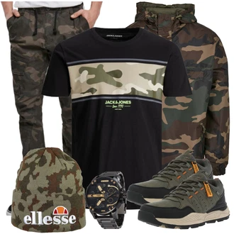 Outfit mit Dunkelgrün/Khaki Hose Große Größe/Camouflage Hose/Cargo-Jogginghose/Jogger Hose Brandit "Freizeit Outfit"