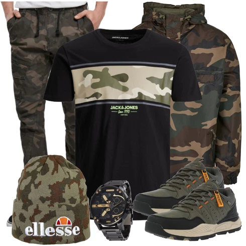 Dunkelgrün/Khaki Hose Große Größe/Camouflage Hose/Cargo-Jogginghose/Jogger Hose Brandit kombinieren mit Hut Ellesse