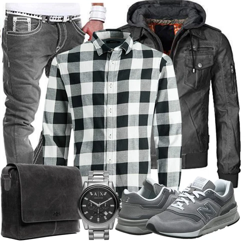 Grau Trachtenmode New Balance kombinieren mit Accessoire Uhr Emporio Armani