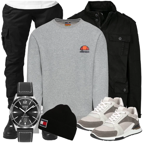 Schwarz Große Größe Urban Classics, Grau/Hellgrau Große Größe Sweatmode/Damen Pullover/Sport Sweatshirt/Women's Fleece Sweatshirts Ellesse kombinieren mit Schwarz Hut Tommy Jeans