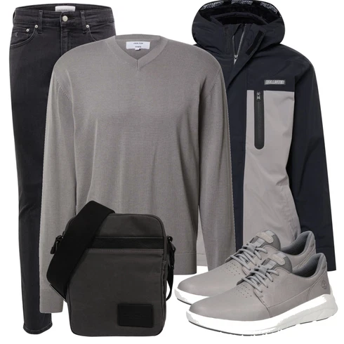 Strickjacke DAN FOX APPAREL kombinieren mit Grau Sneaker Timberland