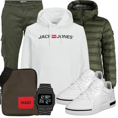 DunkelGrün/Khaki/Grün Cargohose/Cargo-Jogginghose/Funktionshose Only & Sons kombinieren