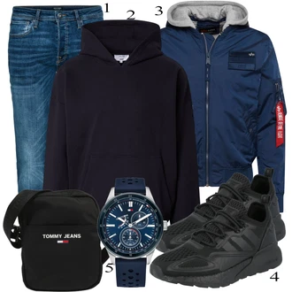 outfit mit Črna/Modra Alpha Industries "Praktičen videz"