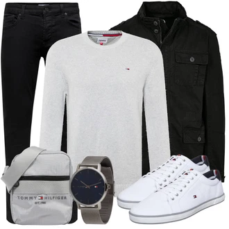 Outfit mit Dunkelblau/Lila Jeans Low Rise Jean/Low Waist Jean/Push up Jeans/Lederjacke/Slim Fit Jeans/Leder Schuhe/ThermoJeans/Winterjacke/Jeggings/Skinny Hose/Slim Hose/Twill Hose Only & Sons "Freizeit Outfit"