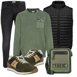 Outfit mit Schwarz Sneaker/Leder Sneaker Lloyd "Freizeit Outfit"
