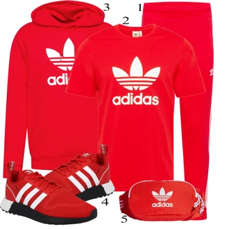 outfit mit Rdeča Hlače Adidas Originals "Športna oblačila"