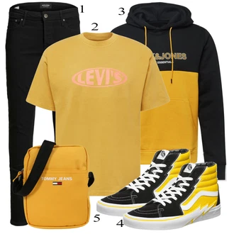 outfit mit Črna/Rumena Pletenina Jack & Jones "Priložnostna oblačila"