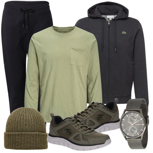 Schwarz Große Größe Sweatmode Lacoste kombinieren