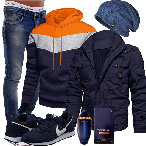 Blau Winter Parka TACVASEN kombinieren