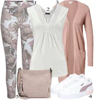 Svatovski gost Outfit sa Pink/Bež Hlača Velika Veličina/Moda za plažu/Tajice Velika Veličina Lascana "Šareni outfit za proljeće"