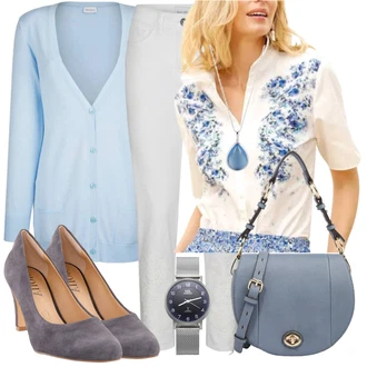 Outfit s Bílá/Šedá Kardigan MONA "Hezký jarní outfit"