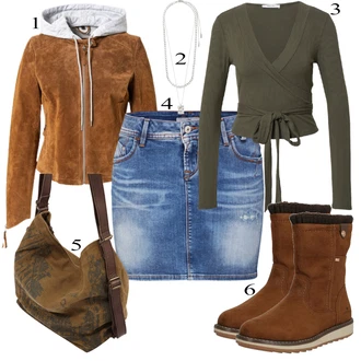 Denim/Traper Outfit sa Smeđa/Pink/Ljubičasta Kratke hlače velike veličine/Bluza Veći Broj/Bluza i Tunika LTB "Outfit za proljeće"