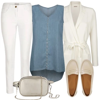 Outfit s Bílá Ležérní top "Módní outfit pro volný čas"