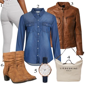 Džínovina Outfit s Tmavě modrá/Modrá/Světle modrá Halenka Džínsová Blůza Vila "Praktický vzhled"