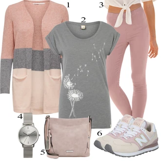 Dlouhé Outfit s Fialová/Růžová/Hnědá Džíny s Rozparkem/Kotníková Bota/Zkrácené Džíny/Kožená bunda/Capri Džíny/Kožené Boty/Termální Džíny/Dámské Džíny s Délkou 7/8 Lascana "Praktický vzhled"