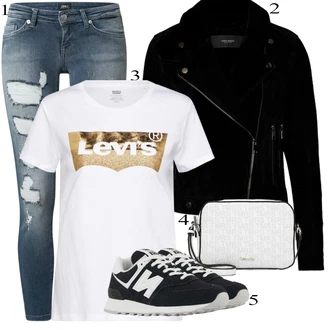 Outfit s Černá Teniska New Balance "Ulice Styl Outfit"