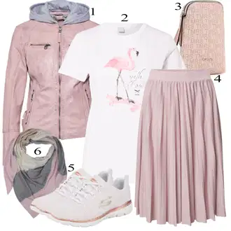 Outfit sa Ljubičasta/Pink Midi suknja od tila/Kratka plisirana suknja/Moderne Suknja/Suknja Iz 90-ih/Midi Suknja About You "Proljetni outfit"