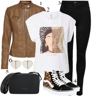 Outfit sa Crna/Tamnoplava Podstavljena Tajica/Tople Tajice/Neprozirna Tajica/Oblikovana Tajica/Sportska Tajica/Kožna Jakna/Tajice s Prorezom/Pletena Tajica/Pamučna Tajica Only "Cool proljetni look"