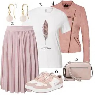 Outfit sa Ljubičasta/Pink Midi suknja od tila/Kratka plisirana suknja/Moderne Suknja/Suknja Iz 90-ih/Midi Suknja About You "Savršen za slobodno vrijeme"