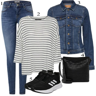 Outfit sa Plava/Tamnoplava/Svjetloplava Kratka Traper Jakna/Vintage Jakna/Traper Jakna Only "Outfit za proljeće"