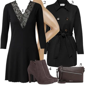 Outfit s Černá Letní Kabát/Přechodový Kabát/Trenčkot/Trenčkot/Kabát z Kabanosu Only "Obchodní Outfit"