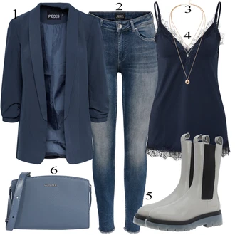 Outfit sa Siva Chelsea Gležnjača/Kožna Jakna/Gumena Gležnjača/Gumena Čizma Copenhagen "Lijepi proljetni outfit"