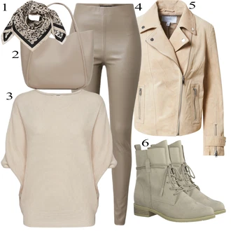 Outfit s Šedá/Hnědá/Béžová/Khaki Kožený legíny/Legíny s Rozparkem/Kožená Kalhoty/Legíny Kožený Vzhled/Kalhoty z Umělé Kůže/Vinylový Legín SOAKED IN LUXURY "Jarní outfit"