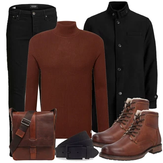 Winter Outfit mit Braun/Beige Schnürstiefelette/Gefütterte Stiefelette/Klassischer Stiefel/Winter Stiefelette/Winterschuh/Springerstiefel About You "Praktischer Look"